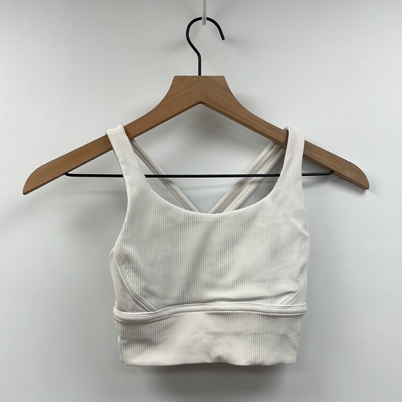Lululemon Energy Ribbed Textured Racerback Sports Bra White 2 - Picture 2 of 6